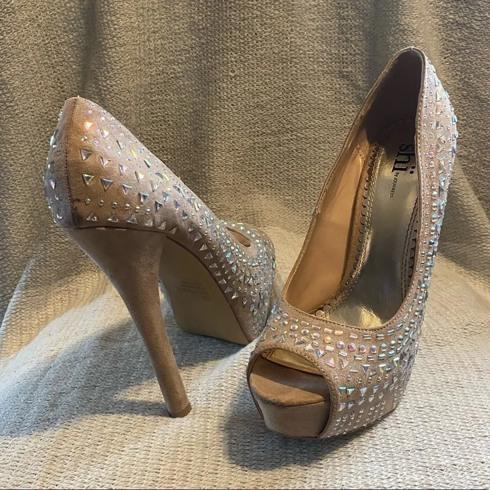 Shi Flash Blush Rhinestone Heels